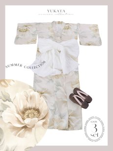 画像23: 【即日発送】クリームイエローピオニー浴衣 【浴衣3点セット 浴衣/帯/下駄】 [YMT] (23)