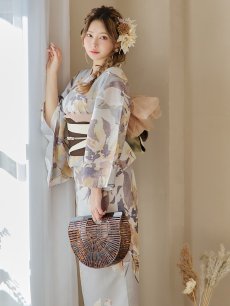 画像12: 【即日発送！】グレージュニュアンスフラワー浴衣 【浴衣3点セット 浴衣/帯/下駄】 [YMT] (12)