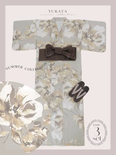 画像24: 【即日発送！】グレージュニュアンスフラワー浴衣 【浴衣3点セット 浴衣/帯/下駄】 [YMT] (24)