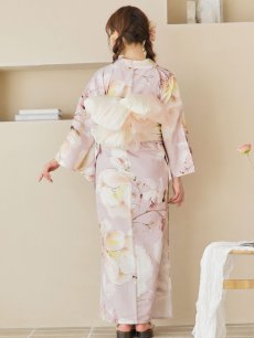 画像14: 【即日発送！】大人くすみピンクx牡丹浴衣 【浴衣3点セット 浴衣/帯/下駄】 [YMT] (14)