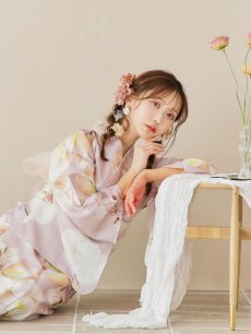 画像10: 【即日発送！】大人くすみピンクx牡丹浴衣 【浴衣3点セット 浴衣/帯/下駄】 [YMT] (10)