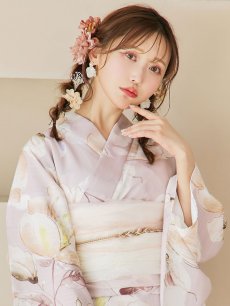 画像13: 【即日発送！】大人くすみピンクx牡丹浴衣 【浴衣3点セット 浴衣/帯/下駄】 [YMT] (13)