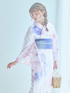 画像13: 【即日発送】ホワイト×ピオニー浴衣 【浴衣3点セット 浴衣/帯/下駄】 [YMT] (13)