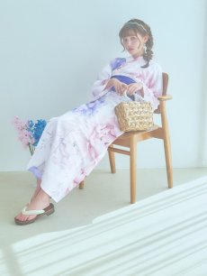 画像5: 【即日発送】ホワイト×ピオニー浴衣 【浴衣3点セット 浴衣/帯/下駄】 [YMT] (5)