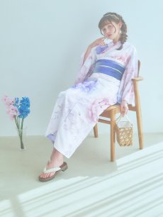 画像6: 【即日発送】ホワイト×ピオニー浴衣 【浴衣3点セット 浴衣/帯/下駄】 [YMT] (6)