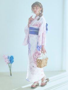 画像7: 【即日発送】ホワイト×ピオニー浴衣 【浴衣3点セット 浴衣/帯/下駄】 [YMT] (7)