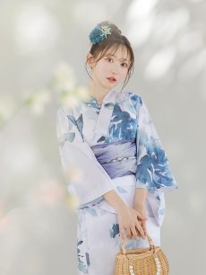 画像10: 【即日発送】グラデーションブルーグリーン浴衣 【浴衣3点セット 浴衣/帯/下駄】 [YMT] (10)