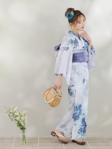 画像11: 【即日発送】グラデーションブルーグリーン浴衣 【浴衣3点セット 浴衣/帯/下駄】 [YMT] (11)