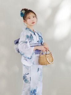 画像14: 【即日発送】グラデーションブルーグリーン浴衣 【浴衣3点セット 浴衣/帯/下駄】 [YMT] (14)