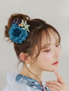 画像15: 【即日発送】グラデーションブルーグリーン浴衣 【浴衣3点セット 浴衣/帯/下駄】 [YMT] (15)