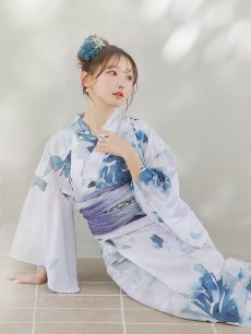 画像16: 【即日発送】グラデーションブルーグリーン浴衣 【浴衣3点セット 浴衣/帯/下駄】 [YMT] (16)