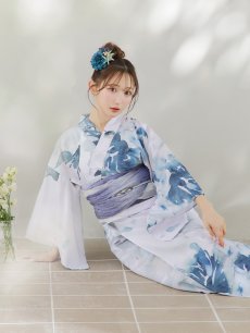 画像17: 【即日発送】グラデーションブルーグリーン浴衣 【浴衣3点セット 浴衣/帯/下駄】 [YMT] (17)