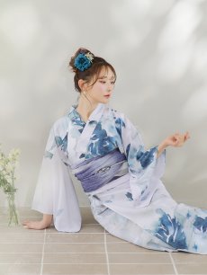 画像19: 【即日発送】グラデーションブルーグリーン浴衣 【浴衣3点セット 浴衣/帯/下駄】 [YMT] (19)