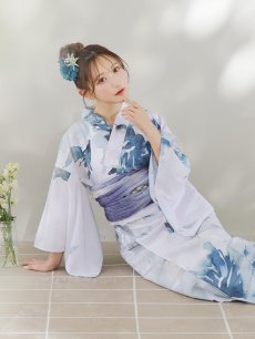 画像20: 【即日発送】グラデーションブルーグリーン浴衣 【浴衣3点セット 浴衣/帯/下駄】 [YMT] (20)