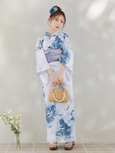 画像4: 【即日発送】グラデーションブルーグリーン浴衣 【浴衣3点セット 浴衣/帯/下駄】 [YMT] (4)