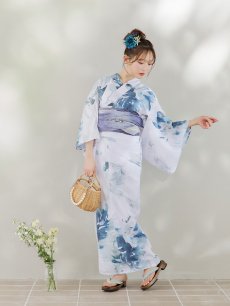 画像6: 【即日発送】グラデーションブルーグリーン浴衣 【浴衣3点セット 浴衣/帯/下駄】 [YMT] (6)