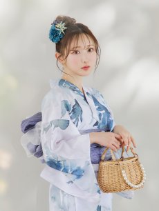 画像9: 【即日発送】グラデーションブルーグリーン浴衣 【浴衣3点セット 浴衣/帯/下駄】 [YMT] (9)