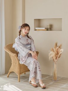 画像10: 【浴衣セール！】【即日発送！】アイシーリリーフラワー浴衣 【浴衣3点セット 浴衣/帯/下駄】 [YMT] (10)