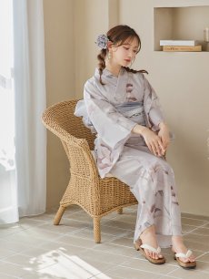 画像12: 【浴衣セール！】【即日発送！】アイシーリリーフラワー浴衣 【浴衣3点セット 浴衣/帯/下駄】 [YMT] (12)