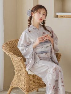 画像13: 【浴衣セール！】【即日発送！】アイシーリリーフラワー浴衣 【浴衣3点セット 浴衣/帯/下駄】 [YMT] (13)