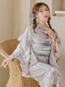 画像14: 【浴衣セール！】【即日発送！】アイシーリリーフラワー浴衣 【浴衣3点セット 浴衣/帯/下駄】 [YMT] (14)