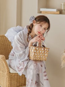 画像16: 【浴衣セール！】【即日発送！】アイシーリリーフラワー浴衣 【浴衣3点セット 浴衣/帯/下駄】 [YMT] (16)