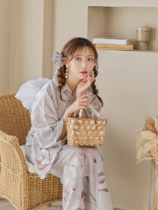 画像17: 【浴衣セール！】【即日発送！】アイシーリリーフラワー浴衣 【浴衣3点セット 浴衣/帯/下駄】 [YMT] (17)