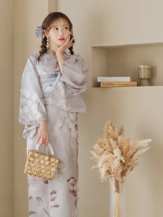 画像3: 【浴衣セール！】【即日発送！】アイシーリリーフラワー浴衣 【浴衣3点セット 浴衣/帯/下駄】 [YMT] (3)