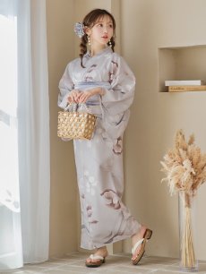 画像4: 【浴衣セール！】【即日発送！】アイシーリリーフラワー浴衣 【浴衣3点セット 浴衣/帯/下駄】 [YMT] (4)