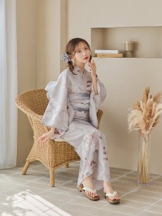 画像9: 【浴衣セール！】【即日発送！】アイシーリリーフラワー浴衣 【浴衣3点セット 浴衣/帯/下駄】 [YMT] (9)