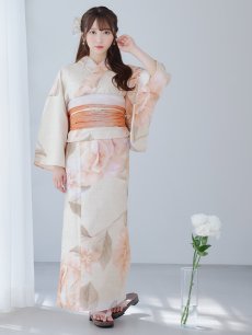 画像16: 【即日発送】ピンクベージュ牡丹浴衣 【浴衣3点セット 浴衣/帯/下駄】 [YMT] (16)