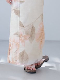 画像18: 【即日発送】ピンクベージュ牡丹浴衣 【浴衣3点セット 浴衣/帯/下駄】 [YMT] (18)