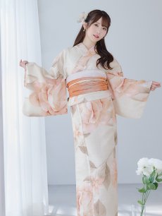 画像6: 【即日発送】ピンクベージュ牡丹浴衣 【浴衣3点セット 浴衣/帯/下駄】 [YMT] (6)