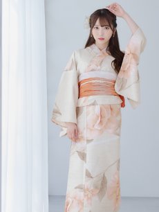 画像7: 【即日発送】ピンクベージュ牡丹浴衣 【浴衣3点セット 浴衣/帯/下駄】 [YMT] (7)