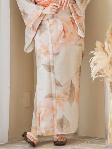 画像14: 【即日発送！】ピンクベージュ牡丹浴衣 【浴衣3点セット 浴衣/帯/下駄】 [YMT] (14)