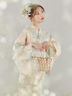 画像10: 【即日発送】アイシーミントフラワー浴衣 【浴衣3点セット 浴衣/帯/下駄】 [YMT] (10)