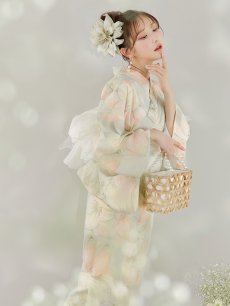 画像11: 【即日発送】アイシーミントフラワー浴衣 【浴衣3点セット 浴衣/帯/下駄】 [YMT] (11)