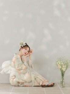 画像12: 【即日発送】アイシーミントフラワー浴衣 【浴衣3点セット 浴衣/帯/下駄】 [YMT] (12)