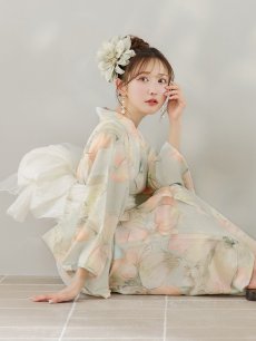 画像13: 【即日発送】アイシーミントフラワー浴衣 【浴衣3点セット 浴衣/帯/下駄】 [YMT] (13)