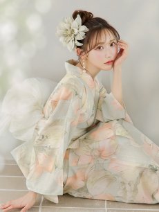 画像17: 【即日発送】アイシーミントフラワー浴衣 【浴衣3点セット 浴衣/帯/下駄】 [YMT] (17)