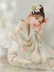 画像18: 【即日発送】アイシーミントフラワー浴衣 【浴衣3点セット 浴衣/帯/下駄】 [YMT] (18)