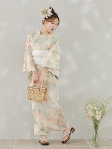 画像6: 【即日発送】アイシーミントフラワー浴衣 【浴衣3点セット 浴衣/帯/下駄】 [YMT] (6)