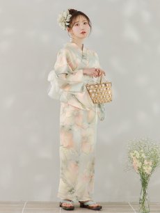 画像7: 【即日発送】アイシーミントフラワー浴衣 【浴衣3点セット 浴衣/帯/下駄】 [YMT] (7)