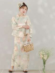 画像8: 【即日発送】アイシーミントフラワー浴衣 【浴衣3点セット 浴衣/帯/下駄】 [YMT] (8)