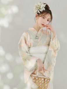 画像9: 【即日発送】アイシーミントフラワー浴衣 【浴衣3点セット 浴衣/帯/下駄】 [YMT] (9)