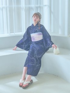 画像7: 【即日発送！】ネイビー夜空浴衣 【浴衣3点セット 浴衣/帯/下駄】 [YMT] (7)