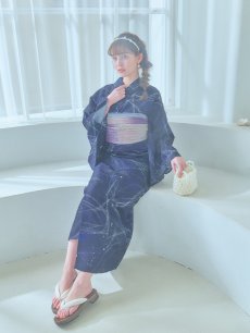 画像8: 【即日発送！】ネイビー夜空浴衣 【浴衣3点セット 浴衣/帯/下駄】 [YMT] (8)