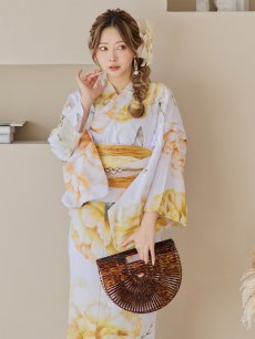 画像10: 【即日発送】アンニュイイエローフラワー浴衣 【浴衣3点セット 浴衣/帯/下駄】 [YMT] (10)