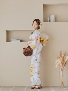 画像12: 【即日発送】アンニュイイエローフラワー浴衣 【浴衣3点セット 浴衣/帯/下駄】 [YMT] (12)