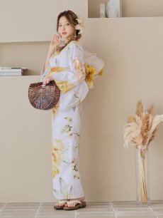画像13: 【即日発送】アンニュイイエローフラワー浴衣 【浴衣3点セット 浴衣/帯/下駄】 [YMT] (13)